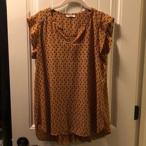 Pleione blouse mustard with small flowers